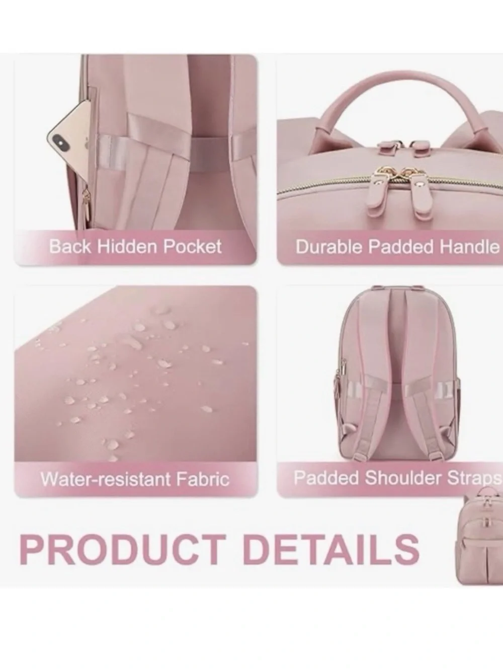Women’s Pink Backpack Shoulder Bag - Lightweight Everyday Carry